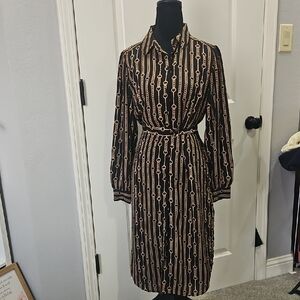 Banana Republic Elegant Black and Gold Chain Dress